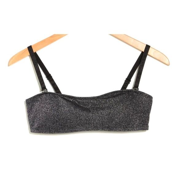 Kendal & Kylie Black Bandeau Metallic Glitter Bikini Top XSmall NEW - Picture 8 of 8